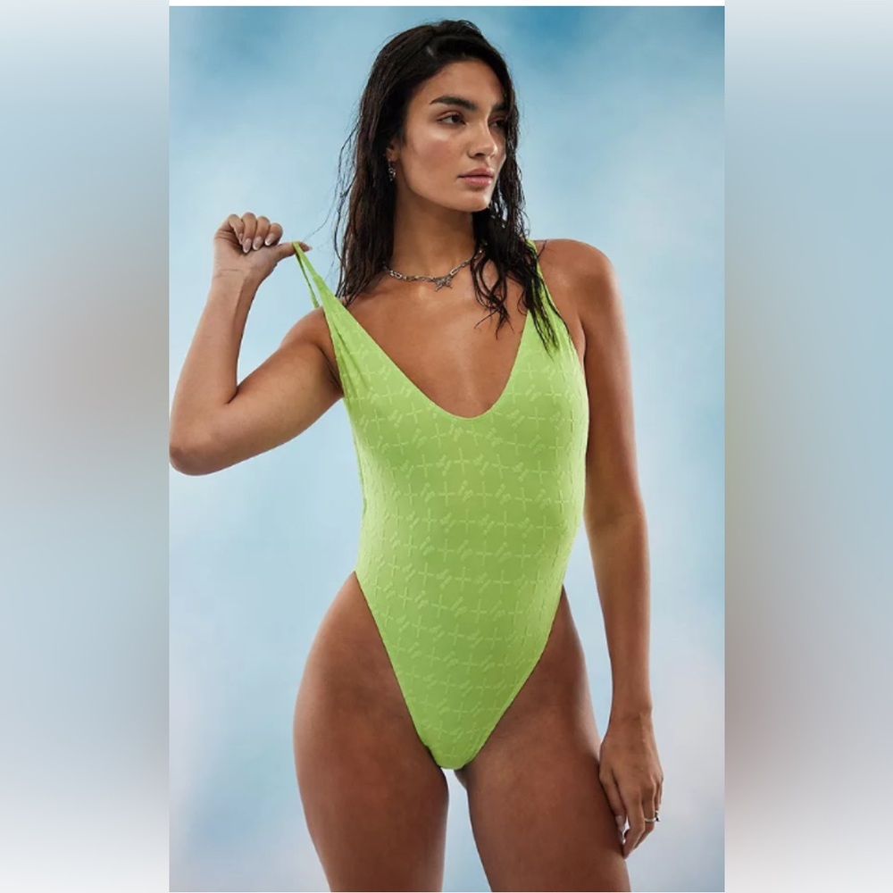 ⚡️3/$10⚡️iets frans Embroidered Backless One-Piece Swimsuit